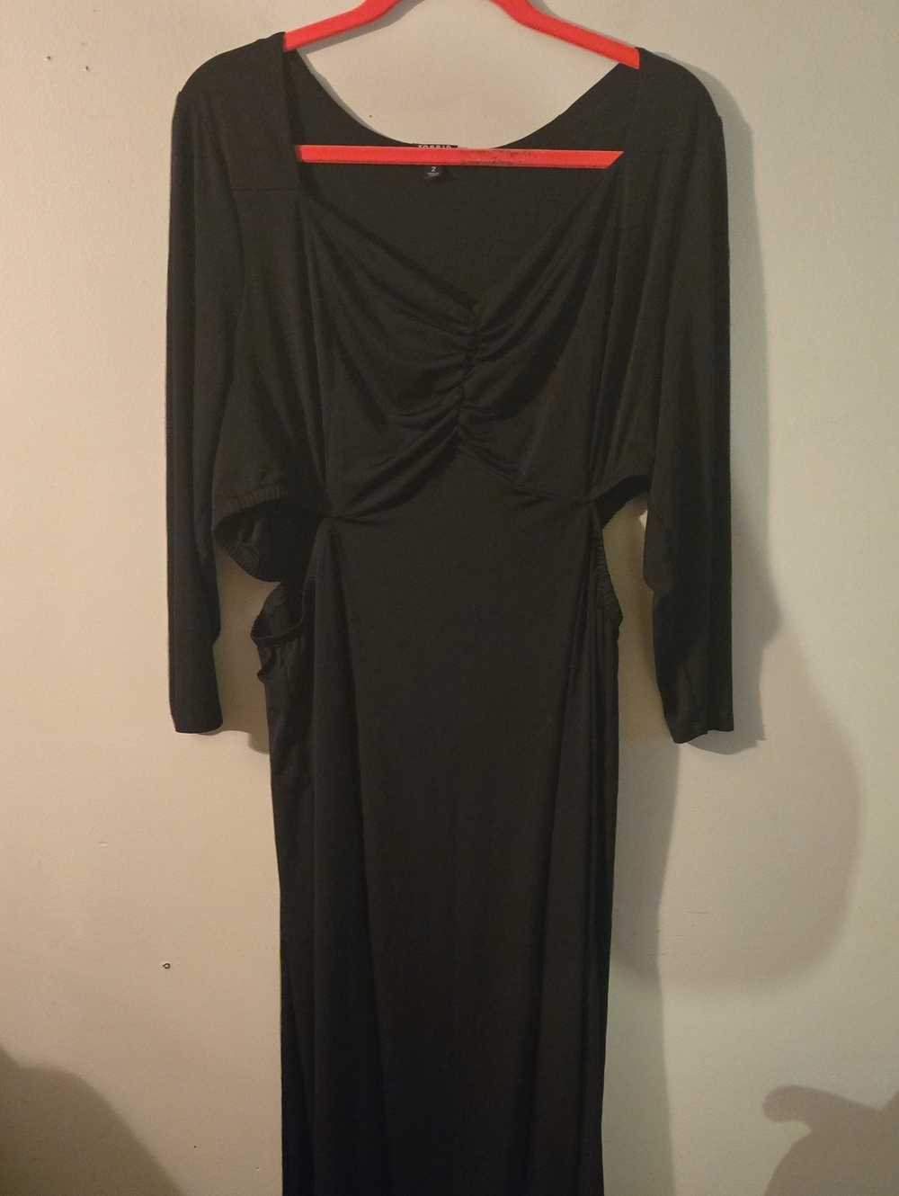 Women's Torrid Black Long Sleeve Ruched Dress